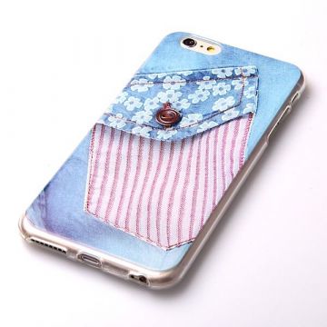 Achat Coque souple TPU Poche Jeans avec fleurs iPhone 6 Plus COQ6P-073X