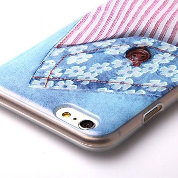 Achat Coque souple TPU Poche Jeans avec fleurs iPhone 6 Plus COQ6P-073X