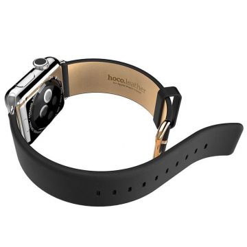 Achat Bracelet cuir noir Hoco pour Apple Watch 38mm  WATCHACC-001