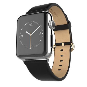 Hoco zwart lederen bandje Apple Watch 38mm met adapters Hoco Riemen Apple Watch 38mm - 1