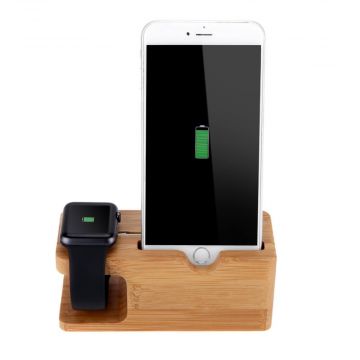 Houten laadstation voor Apple Watch 38 en 42mm en iPhone  laders - Kabels -  Steunen en dokken Apple Watch 38mm - 1