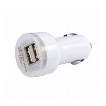 Dubbele USB-autolader voor iPad, iPhone, iPod, iPod Zwart en transparant wit