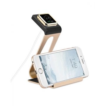 Achat Station de charge en aluminium gold Hoco pour Apple Watch 38mm, 42mm et iPhone WATCHACC-060