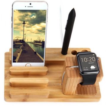 Achat Dock 4 en 1 bois Apple Watch, iPhone, iPad et bic WATCHACC-145