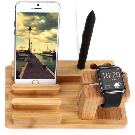 Achat Dock 4 en 1 bois Apple Watch, iPhone, iPad et bic WATCHACC-145