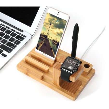 Achat Dock 4 en 1 bois Apple Watch, iPhone, iPad et bic WATCHACC-145