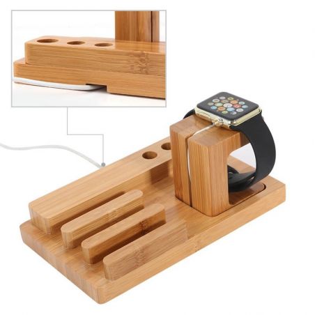 Achat Dock 4 en 1 bois Apple Watch, iPhone, iPad et bic WATCHACC-145