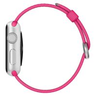 Roze geweven nylon band Apple horloge 42 mm