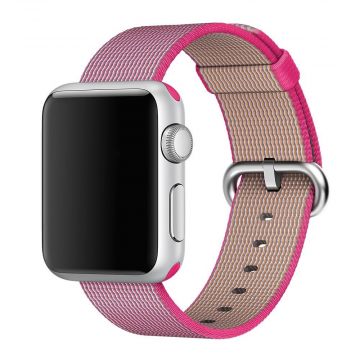 Roze geweven nylon band Apple horloge 42 mm