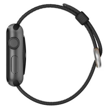 Zwart geweven Nylon Band Apple horloge 38mm