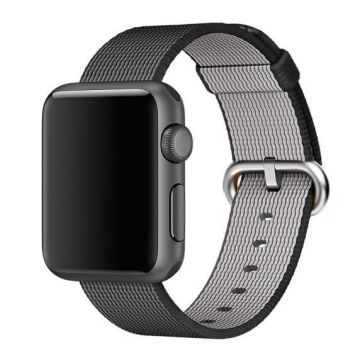 Zwart geweven Nylon Band Apple horloge 38mm