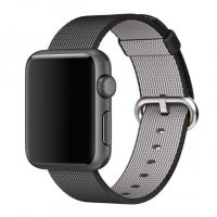 Zwart geweven Nylon Band Apple horloge 42mm