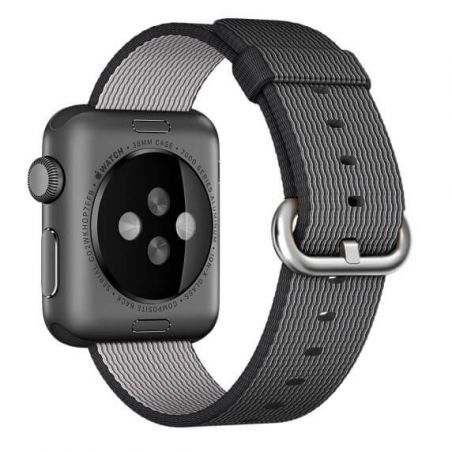 Zwart geweven Nylon Band Apple horloge 42mm