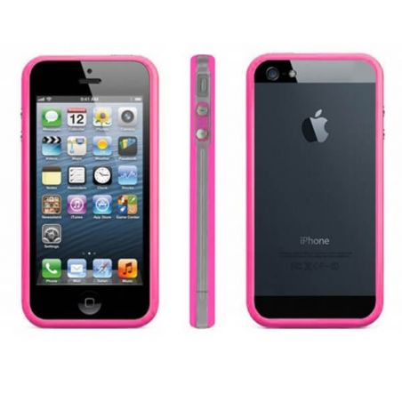 Bumper roze in transparante rand in TPU IPhone 5