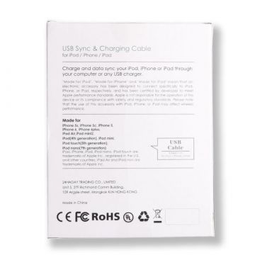 Black Lightning Kabel zertifiziert Apple Made for iPhone (MFI)  Ladegeräte - Batterien externe - Kabel iPhone 5 - 3