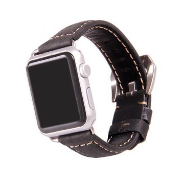 Lederen bandje zwart Apple horloge 38mm met adapters Lederen bandje zwart Apple Watch