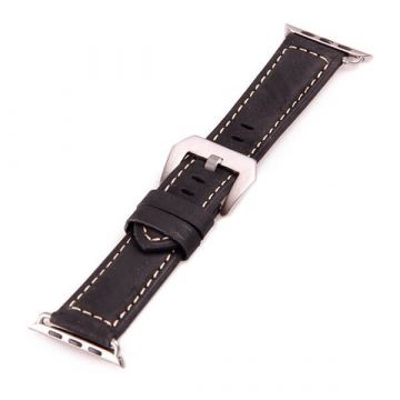 Leather black Apple Watch 38mm bracelet with adapters