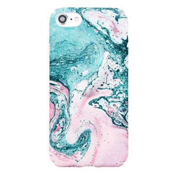 Achat Coque rigide Soft touch marbrée vert et rose iPhone 8 Plus / 7 Plus COQ7P-071