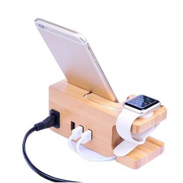 Achat Station de charge en bois pour Apple Watch 38 et 42mm et iPhone WATCHACC-207