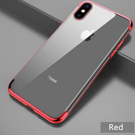 Achat Coque TPU transparente bords couleur métallique iPhone X Xs