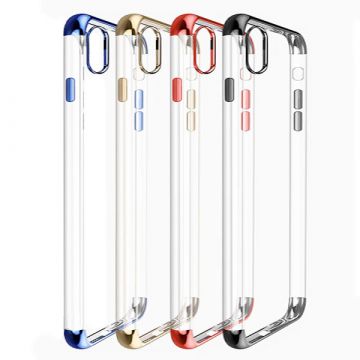 Achat Coque TPU transparente bords couleur métallique iPhone X Xs