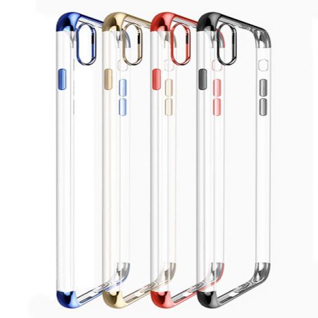 Achat Coque TPU transparente bords couleur métallique iPhone X Xs