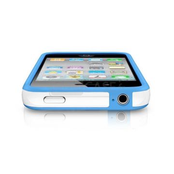 Achat Bumper - Contour TPU Bleu & Blanc IPhone 4 & 4S COQ4X-015X