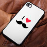 Coque iLove Moustache blanche iPhone 4 4S