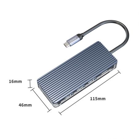 Achat Hub USB-C 6 en 1 Transparent (USB-A / HDMI / RJ45 / carte SD) WB-6TS-GY-BP