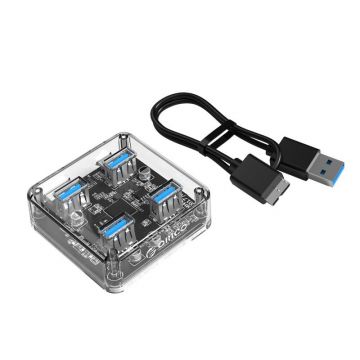 Hub 4 USB 3.0 Transparent (quadratisches Modell)