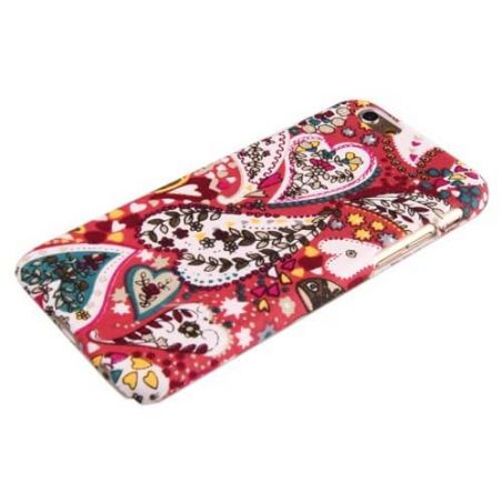 Achat Coque rigide avec revêtement tissu coeurs iPhone 6  COQ6G-104X